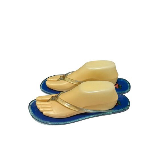 Florida Gators Blue Glitter Gel Flip Flops With Team Logo Charm - Unisex - Picture 12 of 12